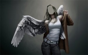  Девушка ангел с крыльями - Женский шаблон 